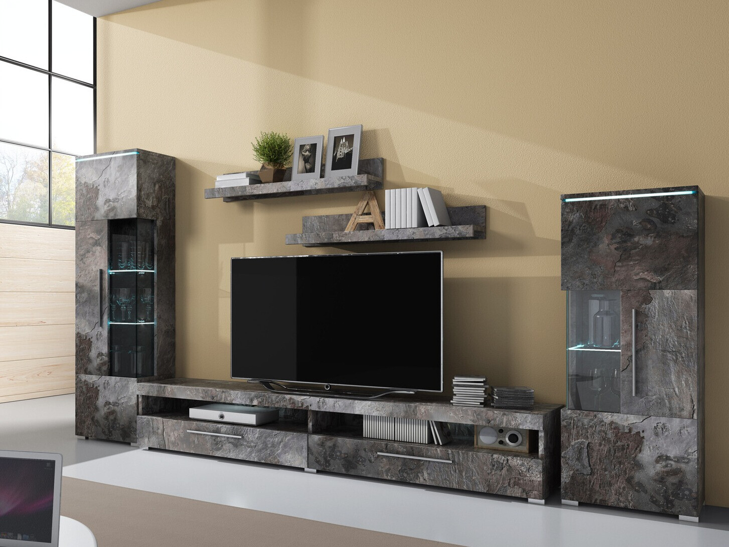 Komplet za dnevno sobo Torvire 107 (Temen beton)