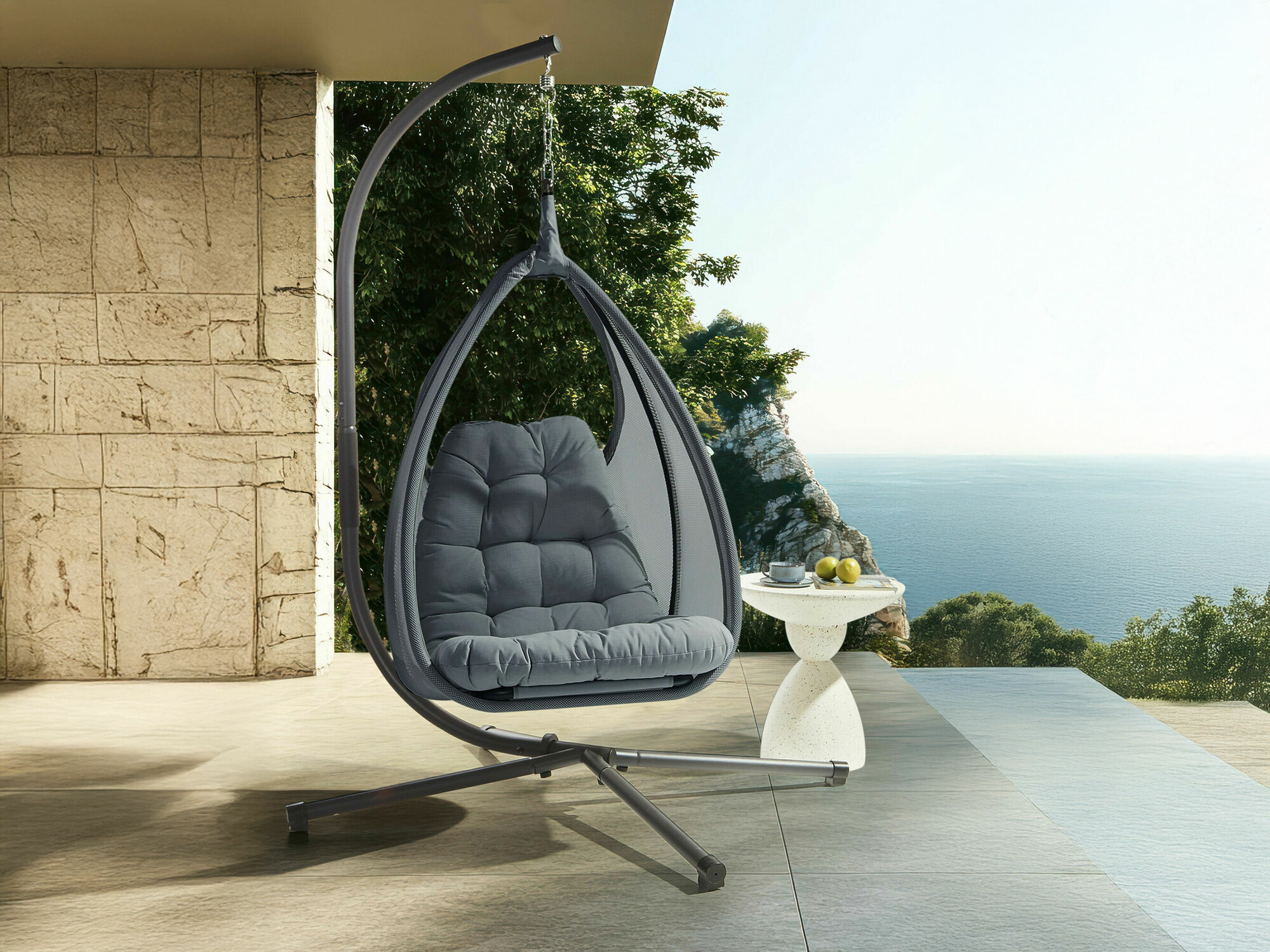 Viseči stol Berwyn 2669 (Temno siva)