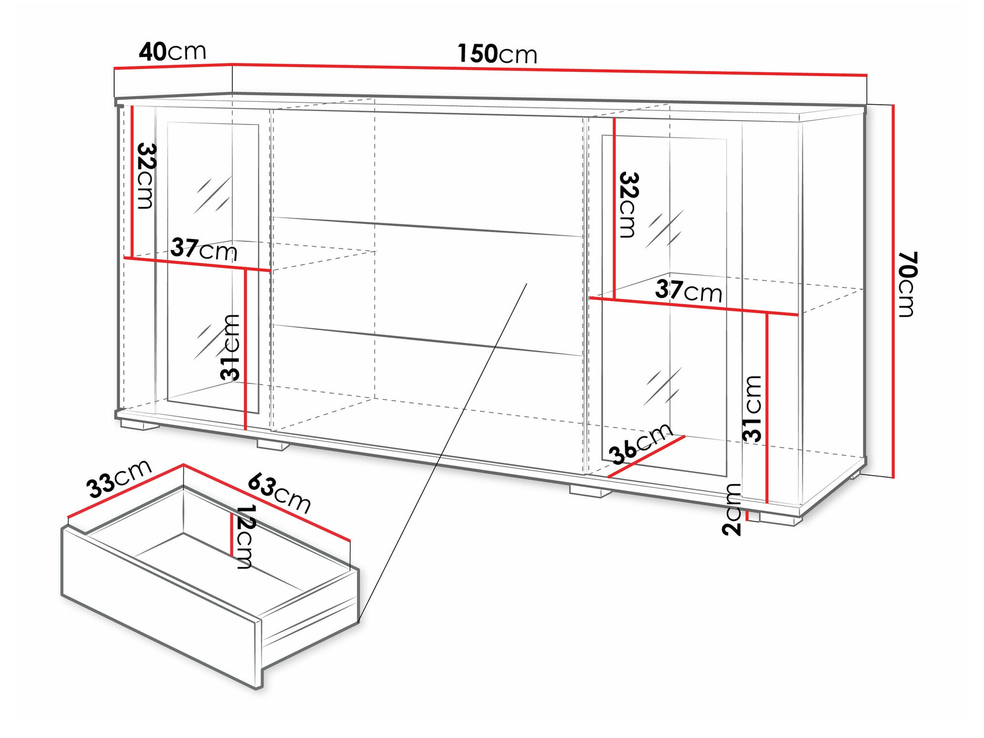 Komoda Torcame 101 (Bela + Sijaj bela)