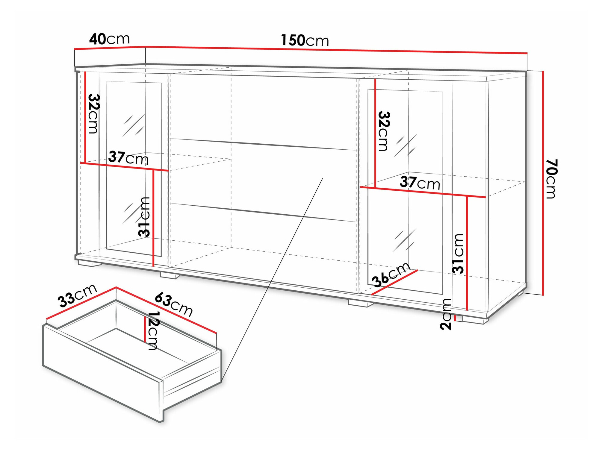 Komoda Torcame 101 (Bela + Sijaj bela)