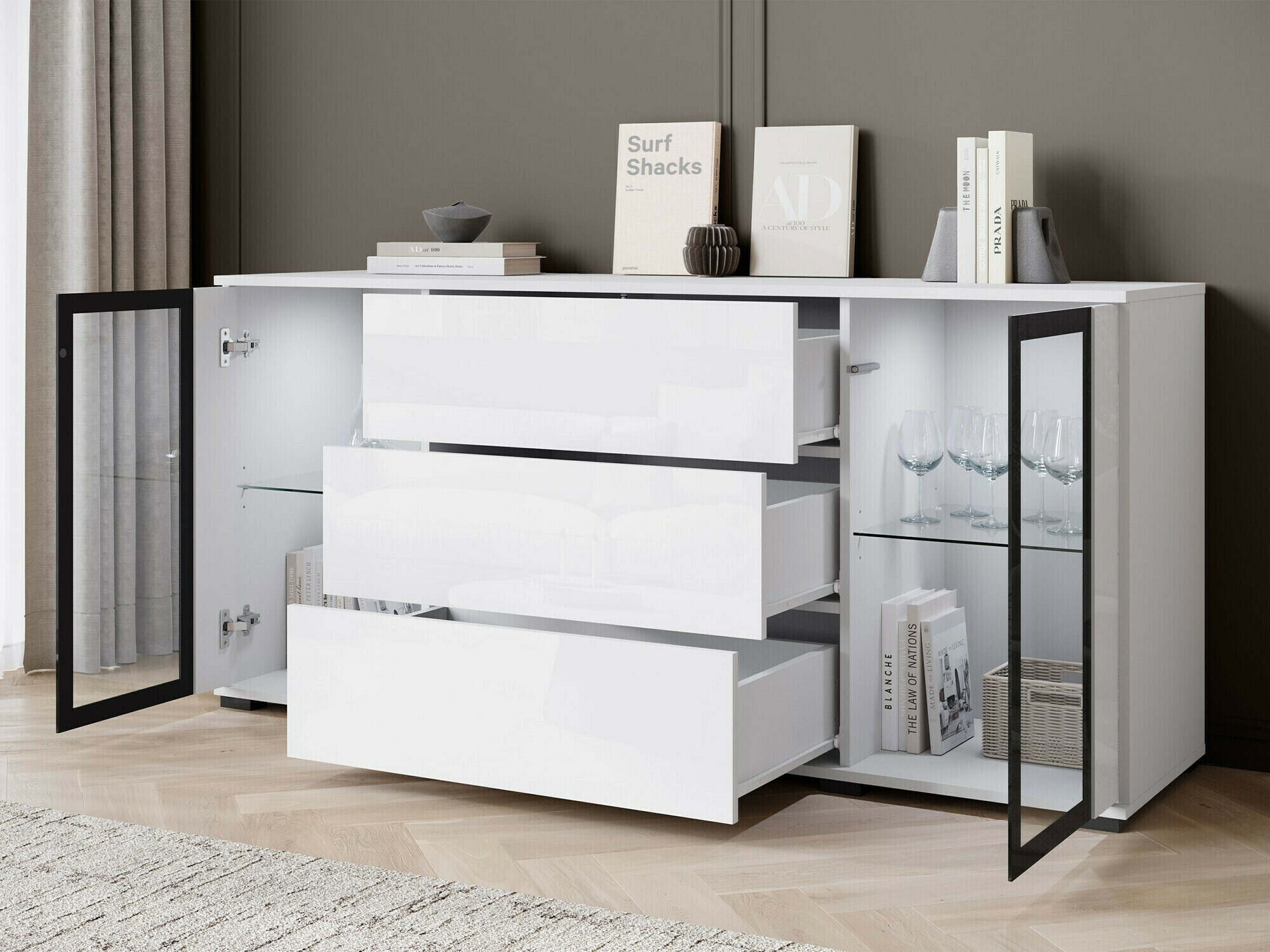 Komoda Torcame 101 (Wotan hrast + Sijaj bela)