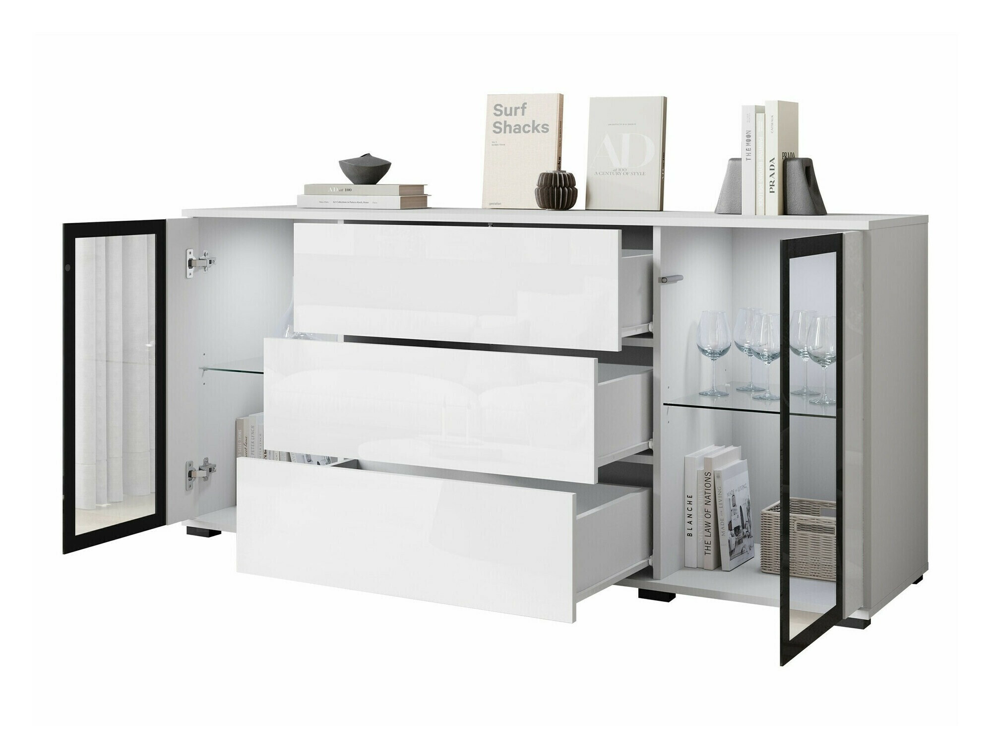 Komoda Torcame 101 (Wotan hrast + Sijaj bela)