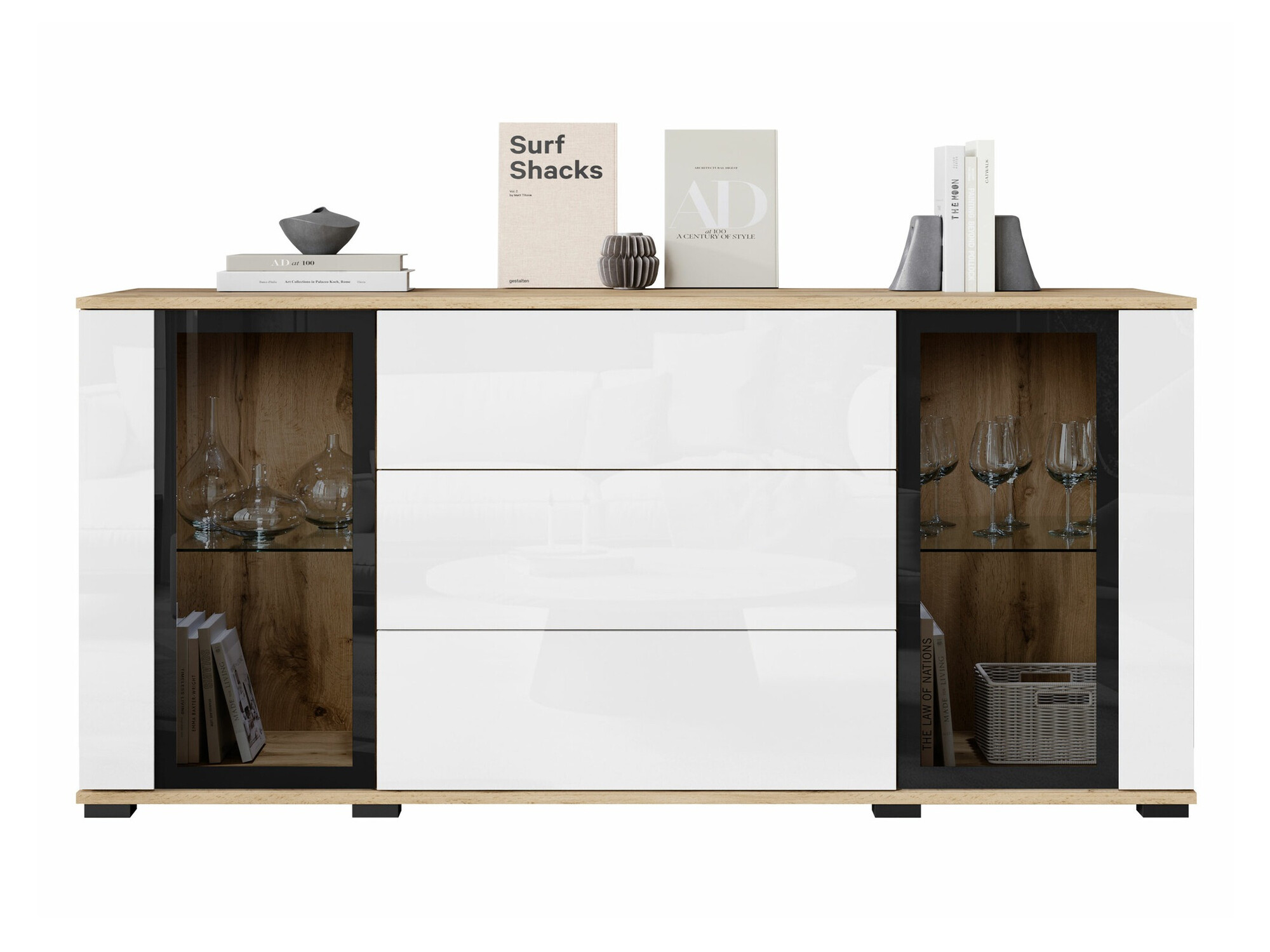 Komoda Torcame 101 (Wotan hrast + Sijaj bela)