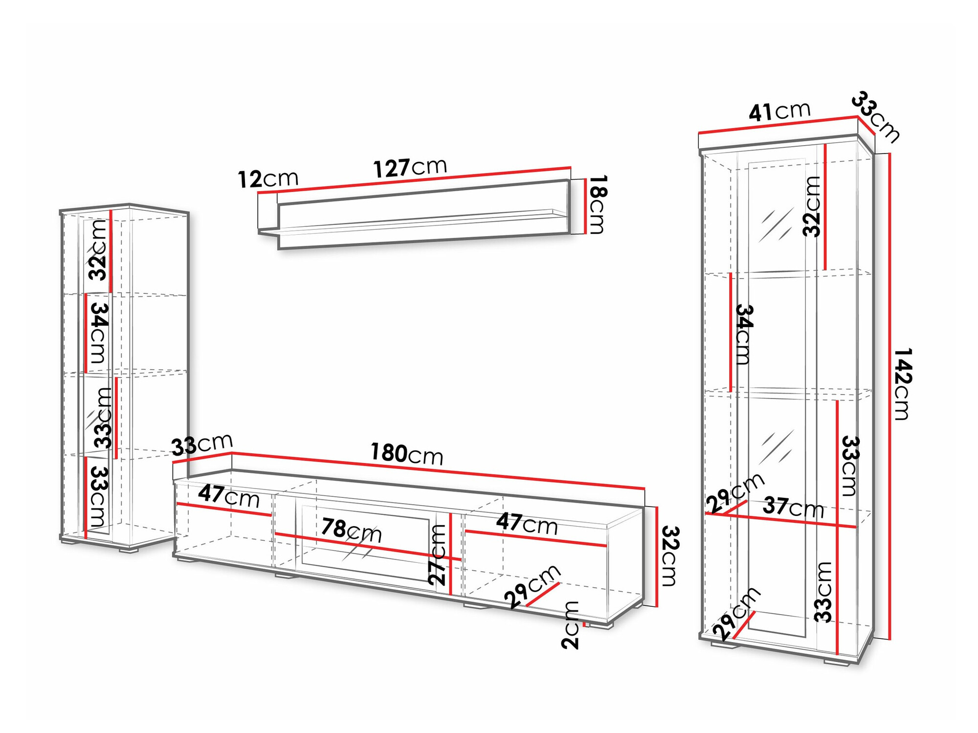 Komplet za dnevno sobo Torcame 103 (Bela + Sijaj bela)