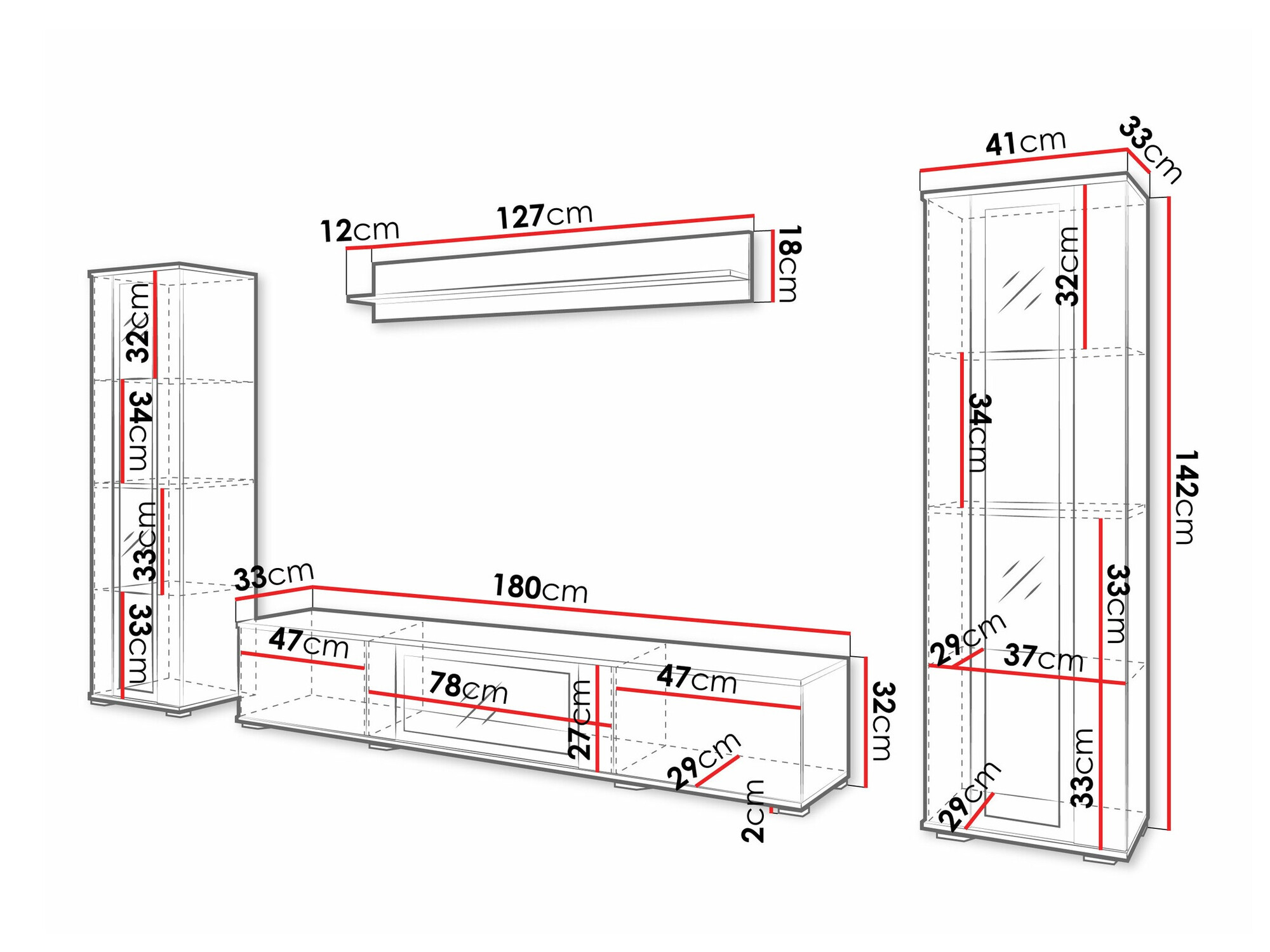 Komplet za dnevno sobo Torcame 103 (Črna)