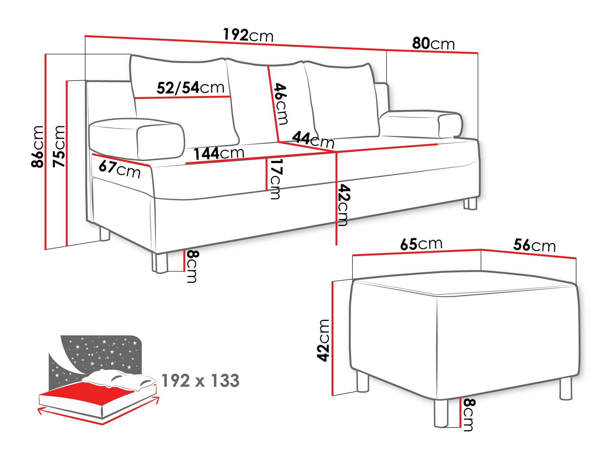 Oblazinjeno pohištvo Comfivo 108 (Lux 30 + Evo 30)