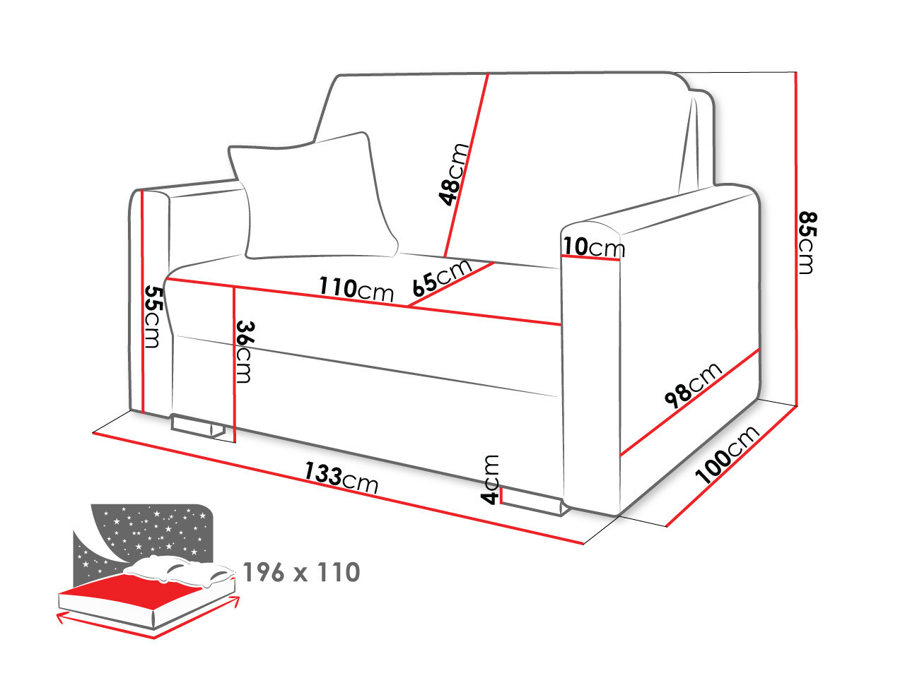 Raztegljiv kavč Solrin II (Tilia 86)