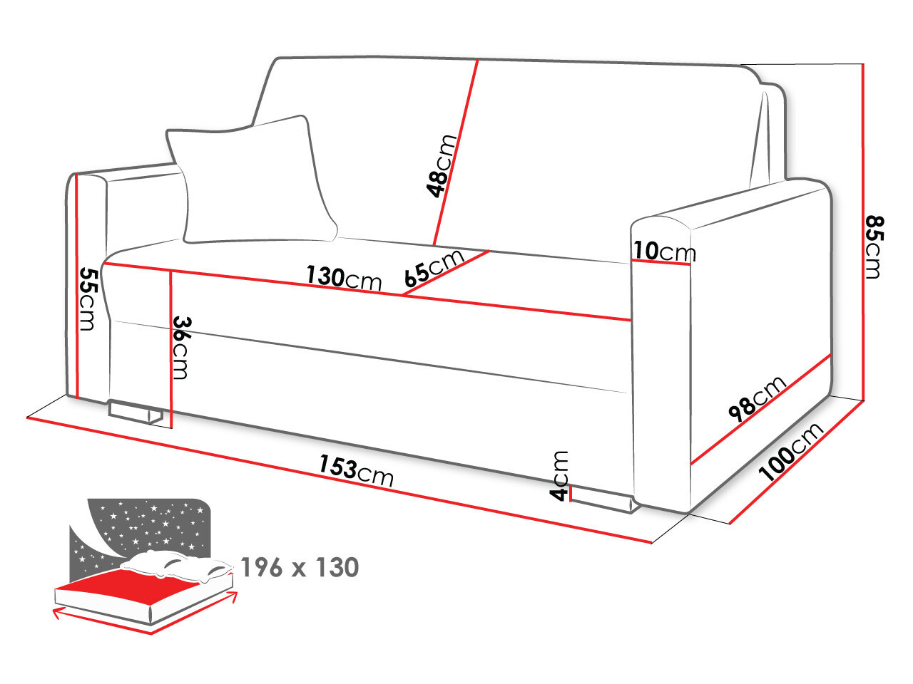 Raztegljiv kavč Solrin III (Tilia 86)