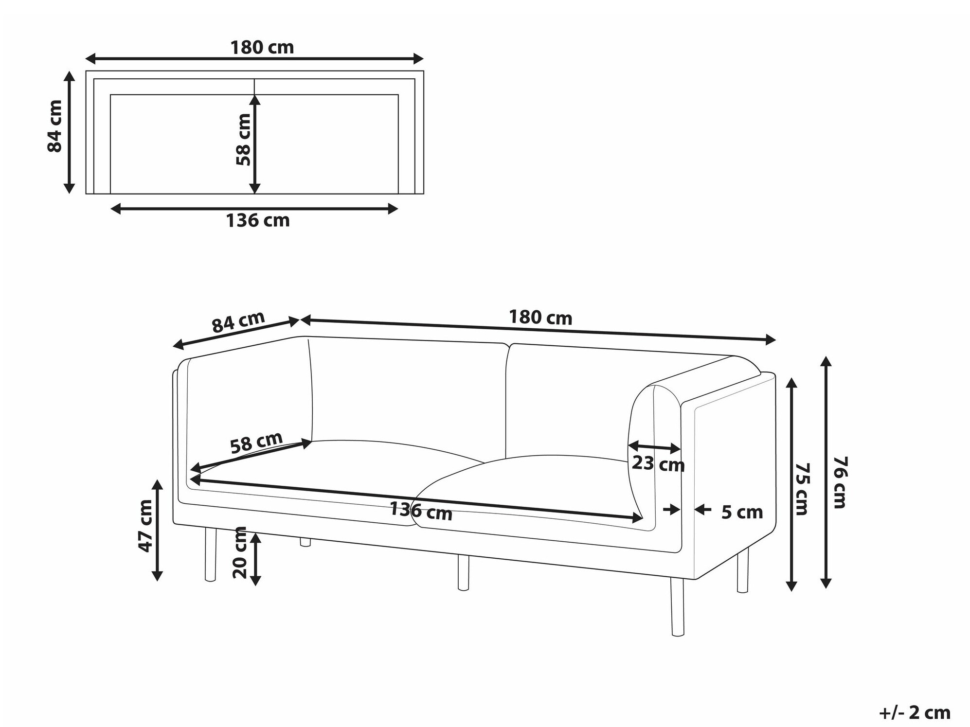 Kavč Berwyn 2684 (Bela + Rjava)