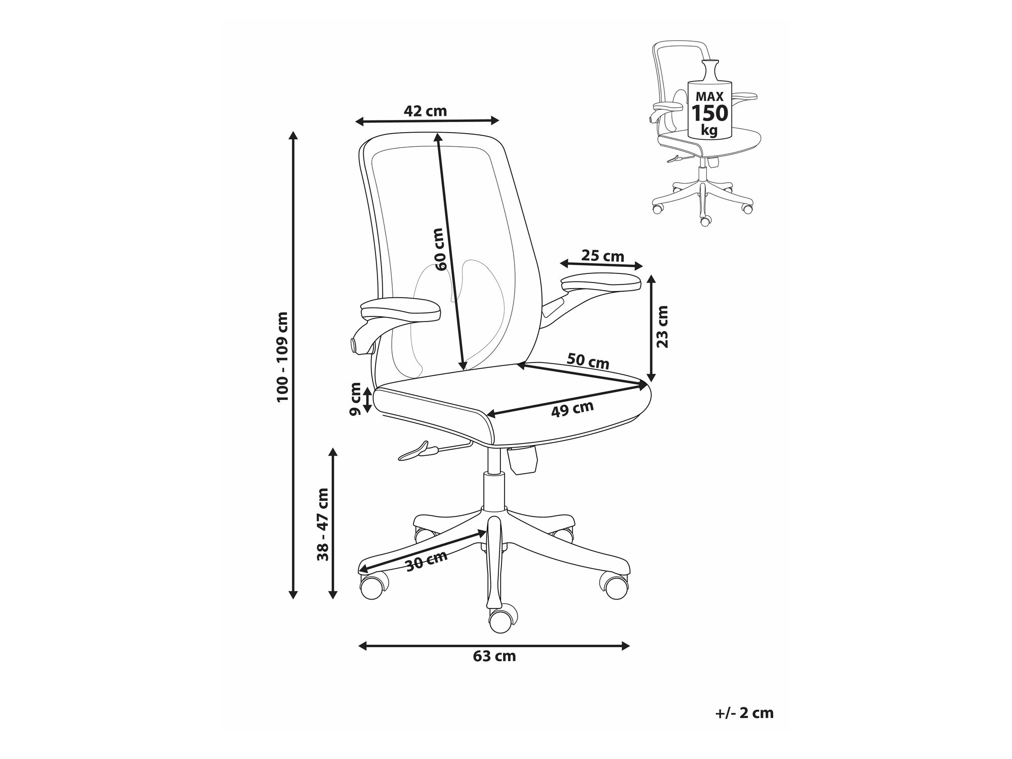 Pisarniški stol Berwyn 2687 (Črna)
