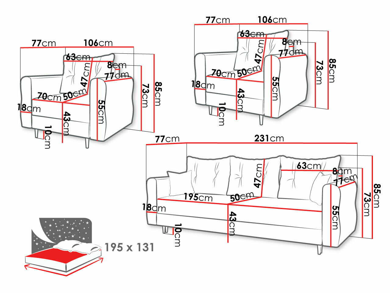 Komplet oblazinjenega pohištva Veldala 106 (Manila 18)