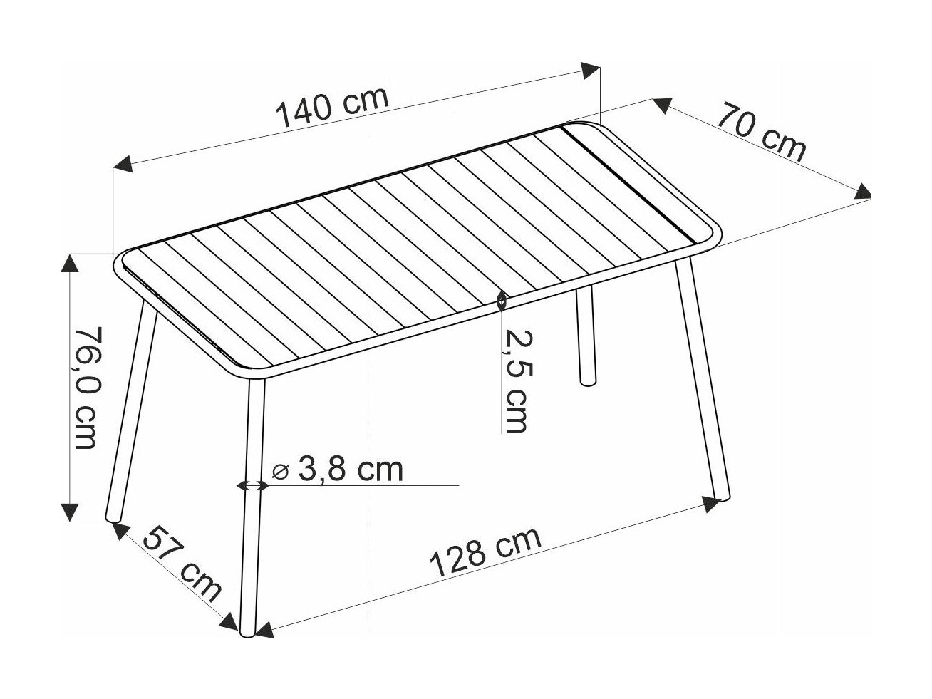Vrtna miza Houston 1960 (Črna)