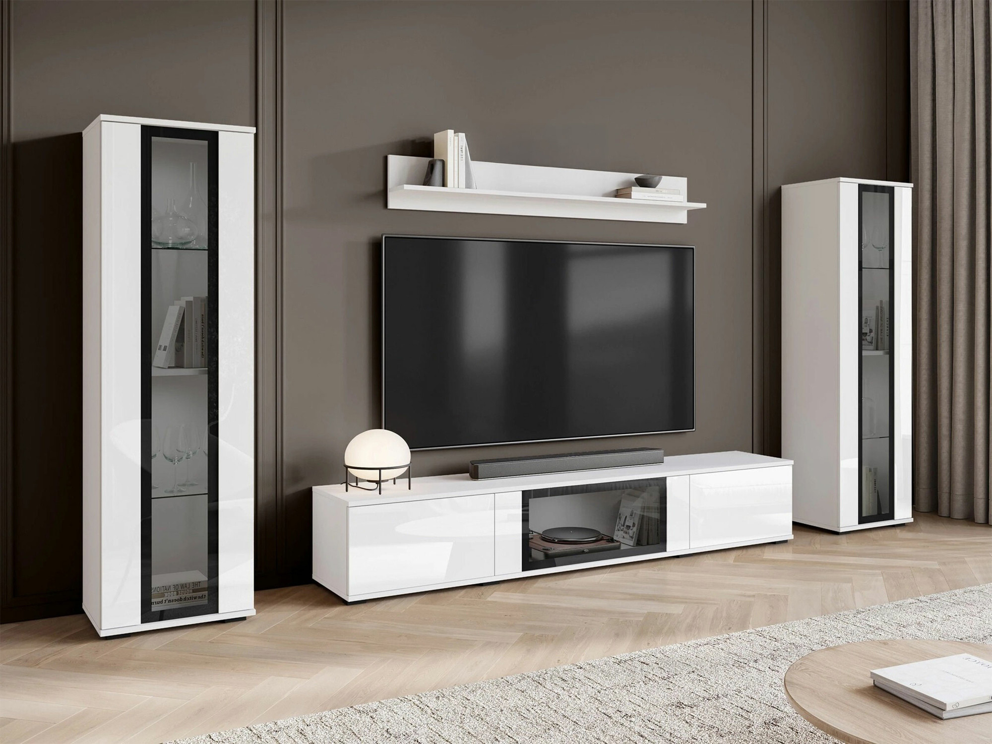 Komplet za dnevno sobo Torcame 103 (Bela + Sijaj bela)