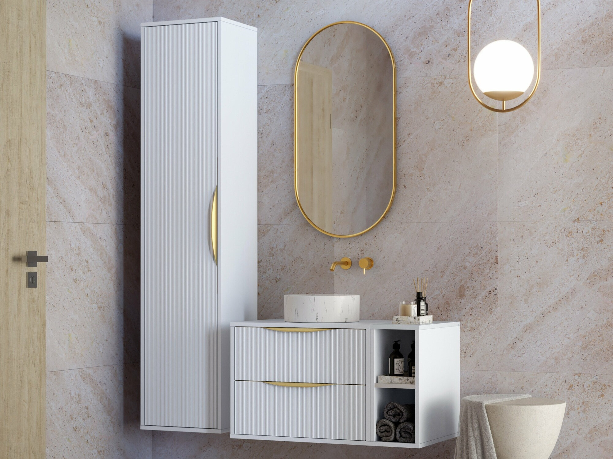 Stenska kopalniška omarica Burleson 160 (Bela)