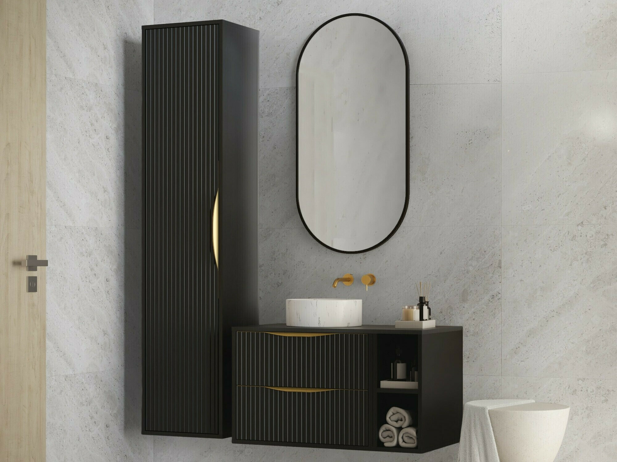 Stenska kopalniška omarica Burleson 160 (Črna)