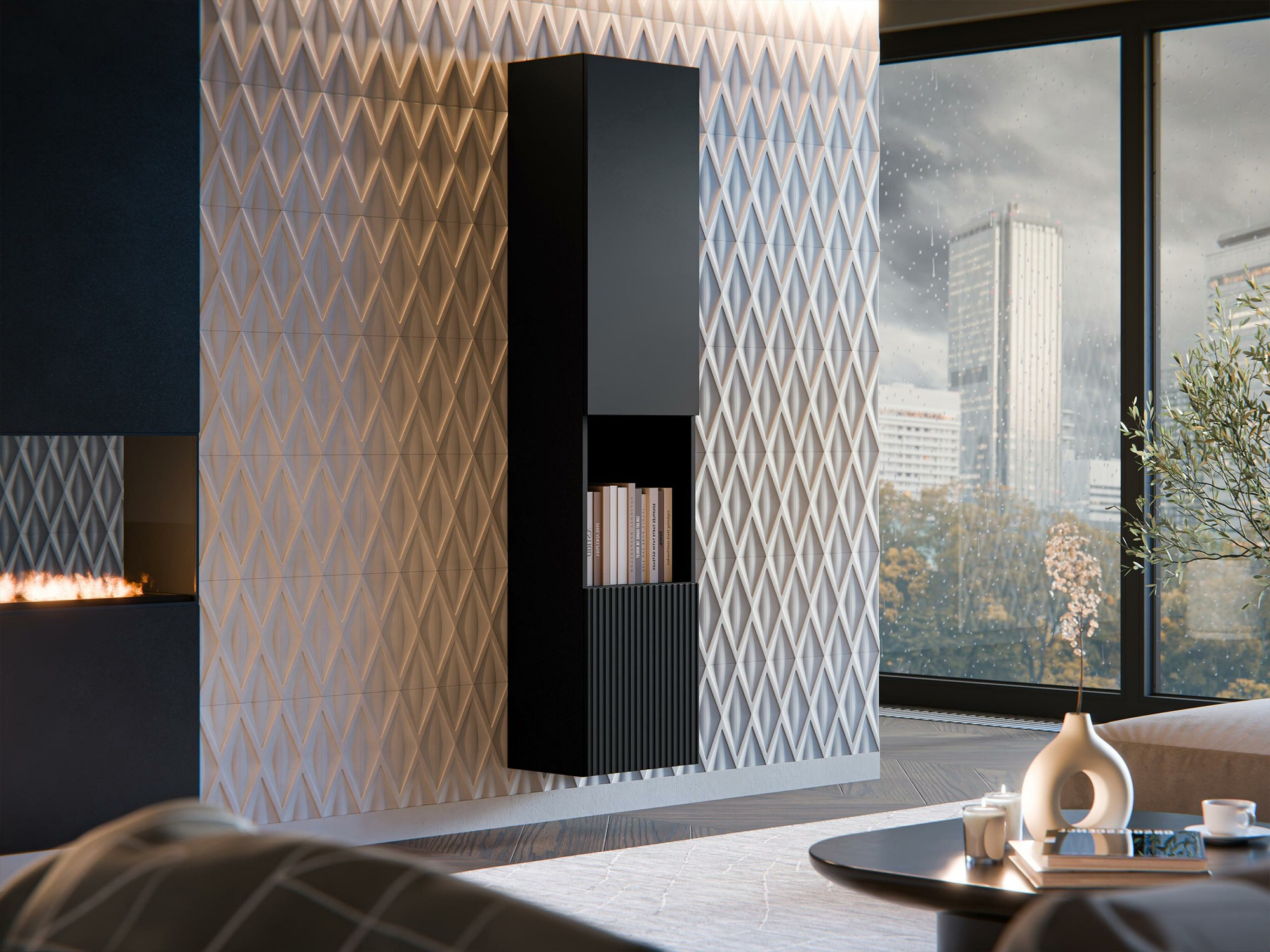 Stenska polica Calveru 102 (Črna)