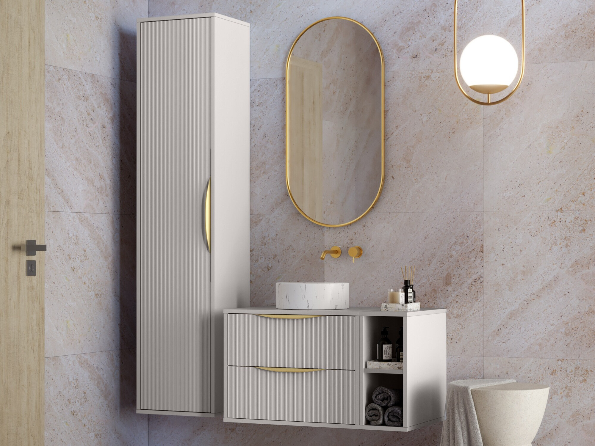 Viseča kopalniška omarica za umivalnik Burleson 162 (Kašmir)