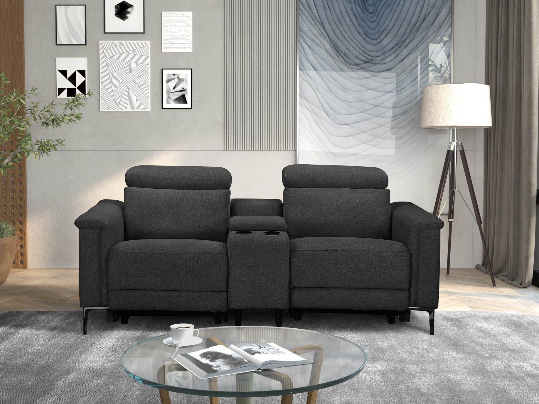 Kavč s počivalnikom Denton 1467 (Antracit)