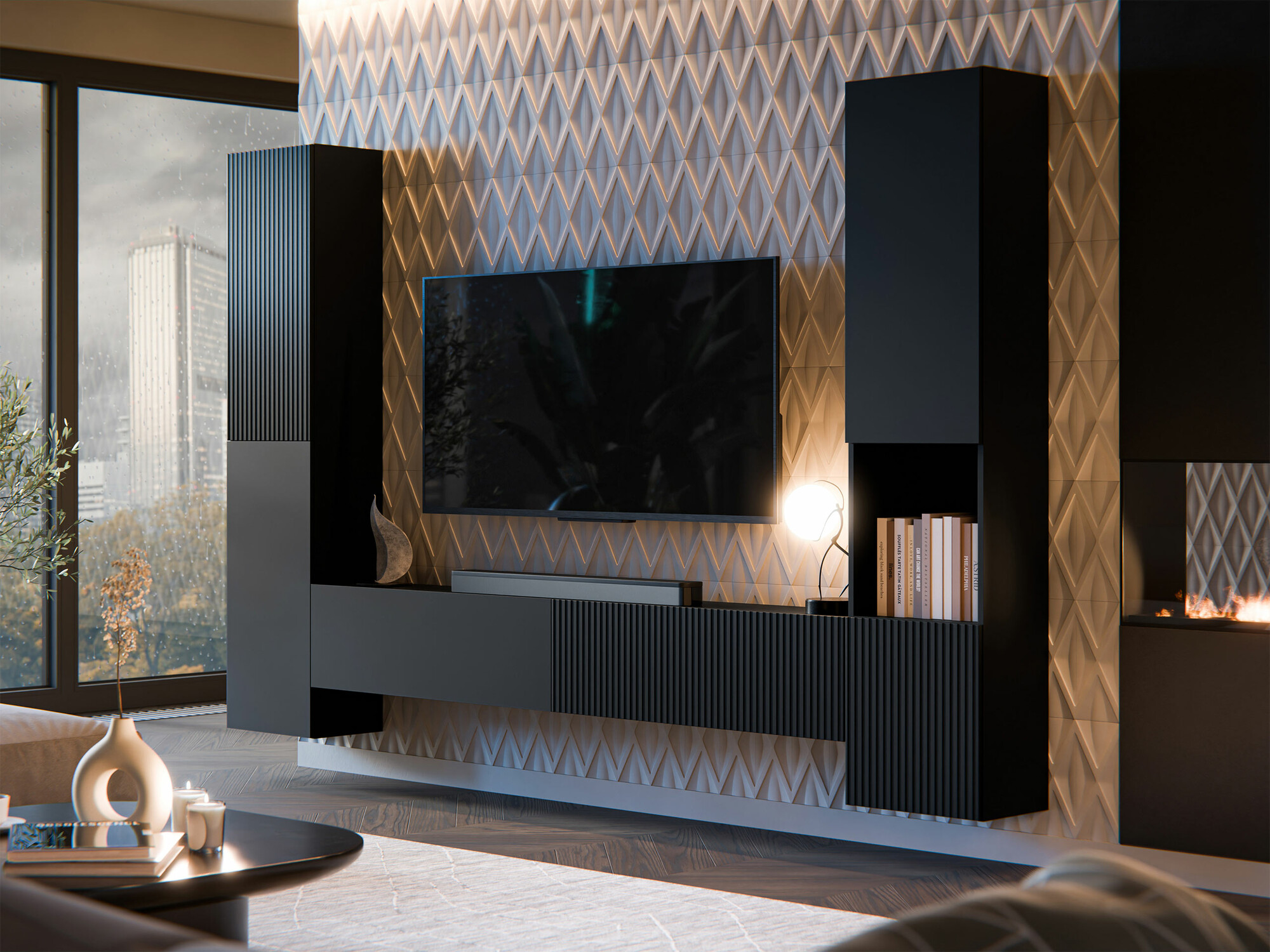 Komplet za dnevno sobo Calveru 105 (Črna)