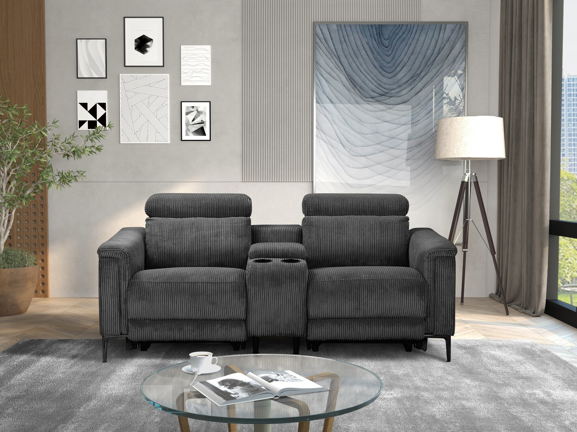 Kavč s počivalnikom Denton 1468 (Antracit)