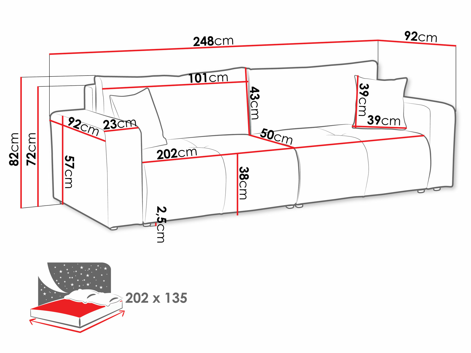 Kavč z ležiščem Comfivo 424 (Velo 626)