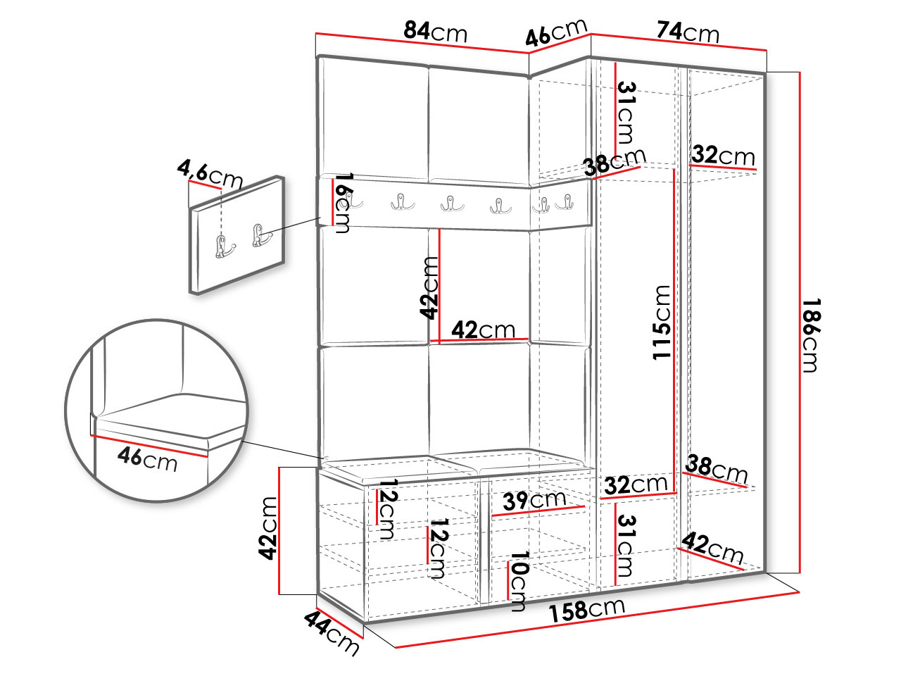 Komplet za predsobo Hartford 278 (Manila 35)