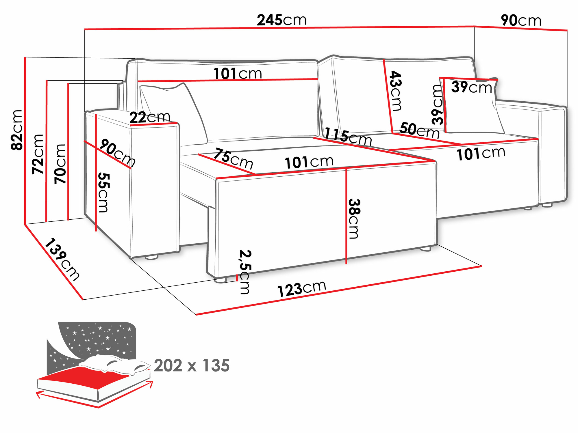 Raztegljiv kavč Vespes I (Poso 02)