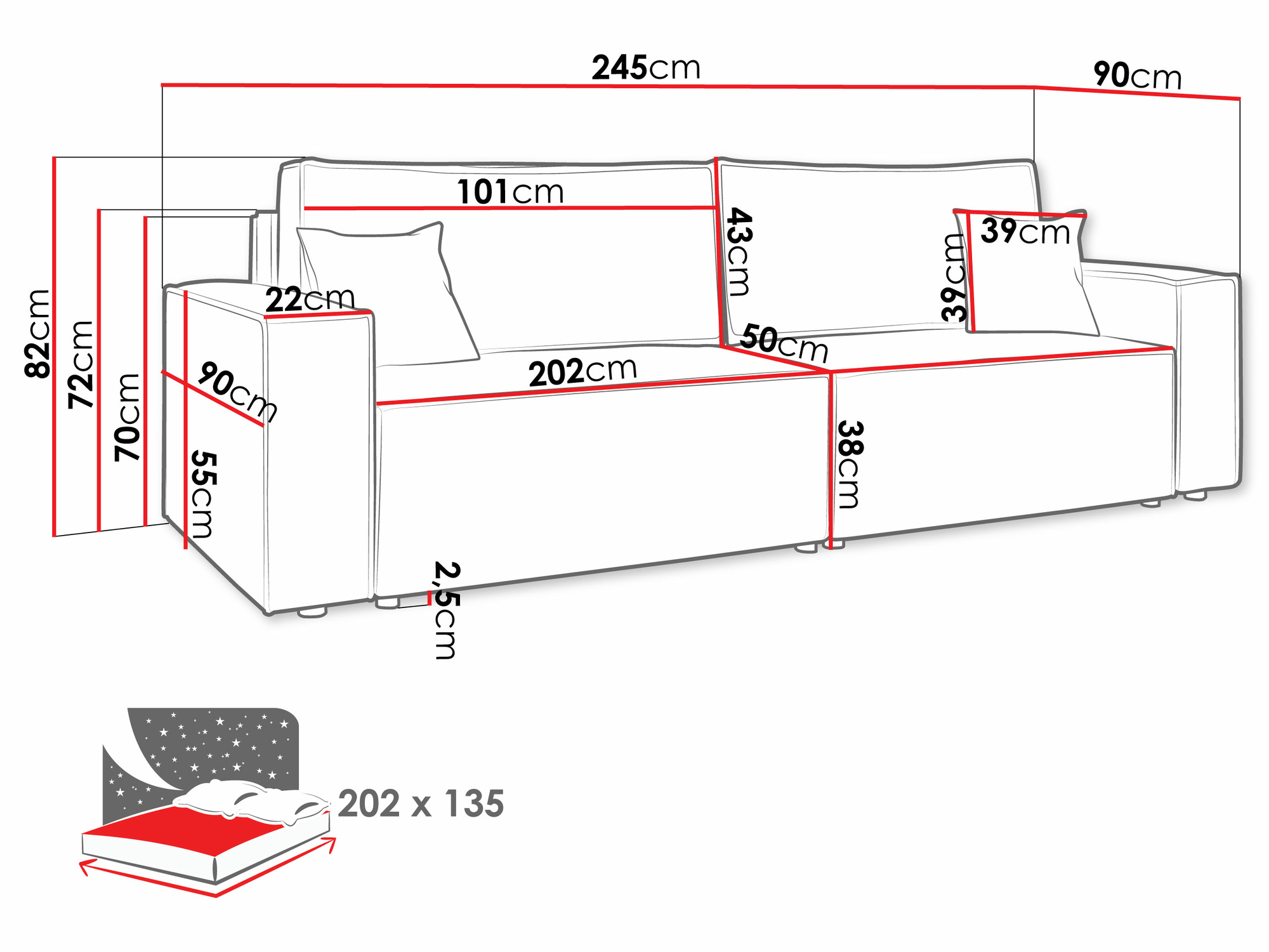 Raztegljiv kavč Vespes (Poso 22)