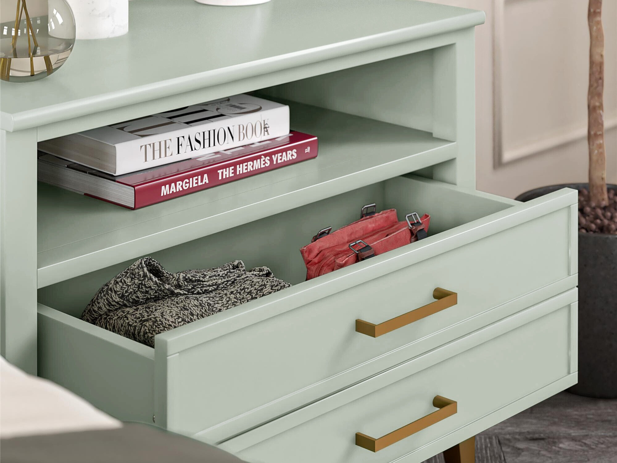 Nočna omarica CosmoLiving by Cosmopolitan Belromu 107 (Zelena)