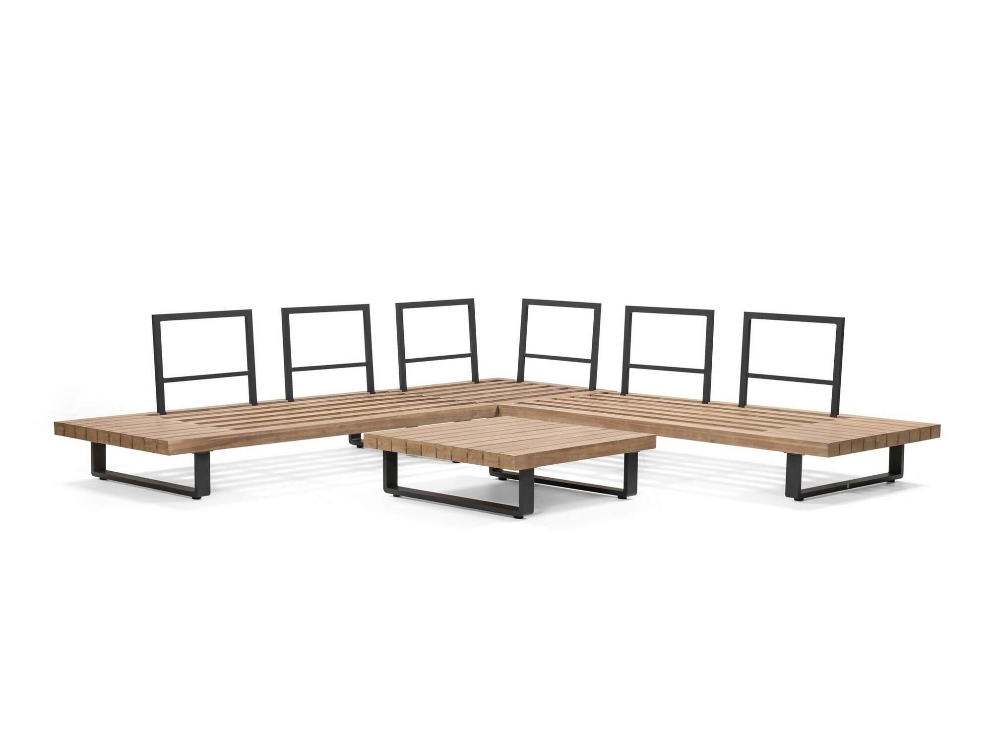 Komplet vrtnega pohištva Burleson 584 (Siva + Akacijev)