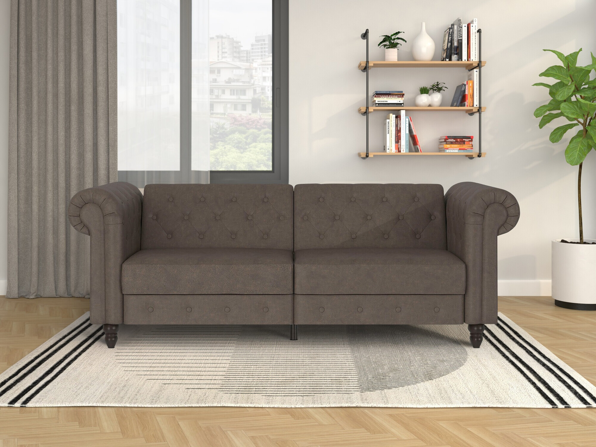 Kavč chesterfield Tulsa 217 (Temno rjava)