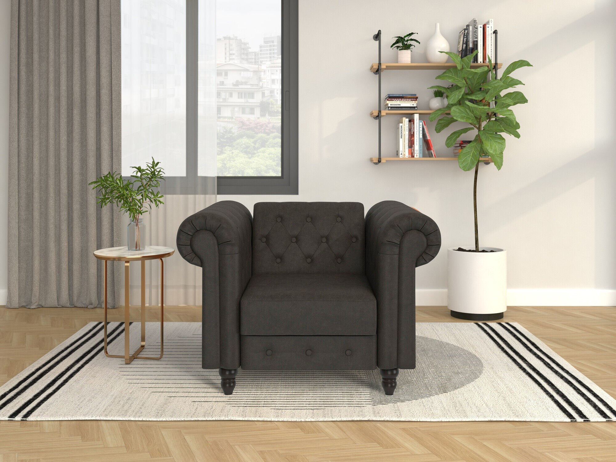 Chesterfield fotelj Tulsa 630 (Temno rjava)