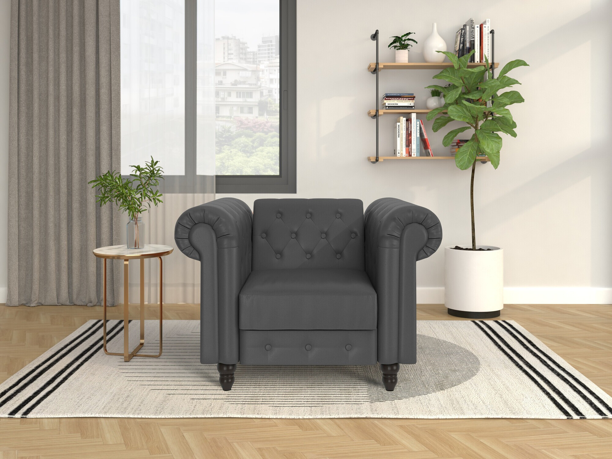 Chesterfield fotelj Tulsa 630 (Temno siva)