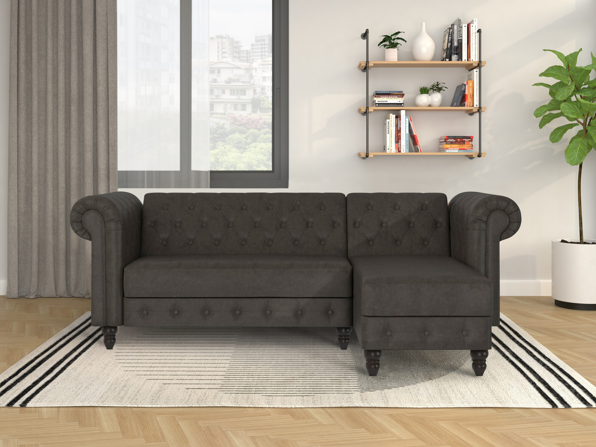 Chesterfield kotna garnitura Tulsa 622 (Dakr rjava)