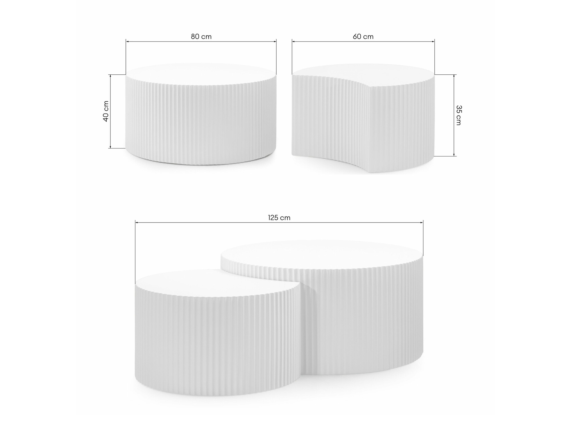 Komplet klubskih mizic Burleson 234 (Bela)