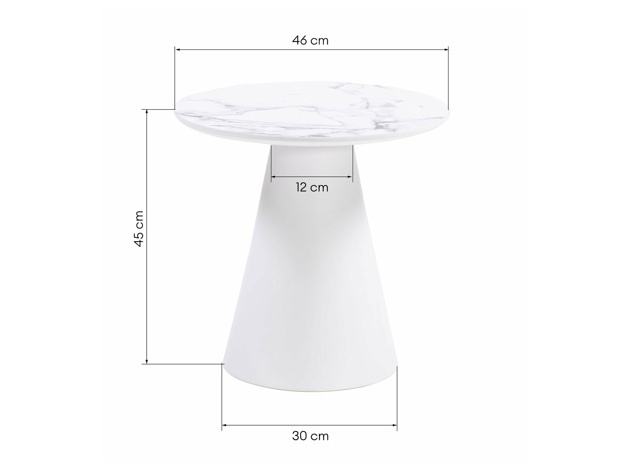 Stranska mizica Burleson 440 (Beli marmor)