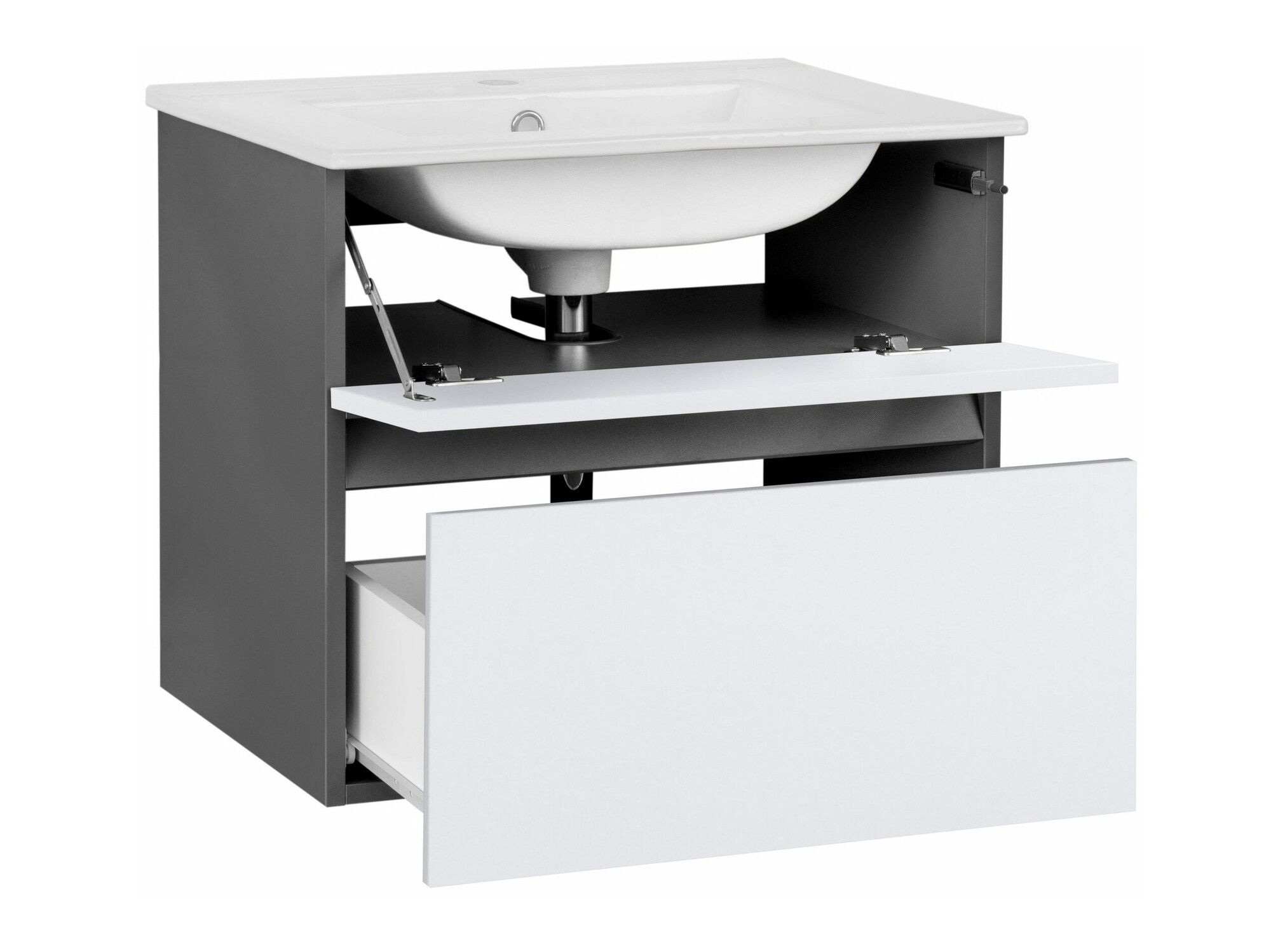 Viseča kopalniška omarica za umivalnik Denton 1478 (Bela + Antracit)