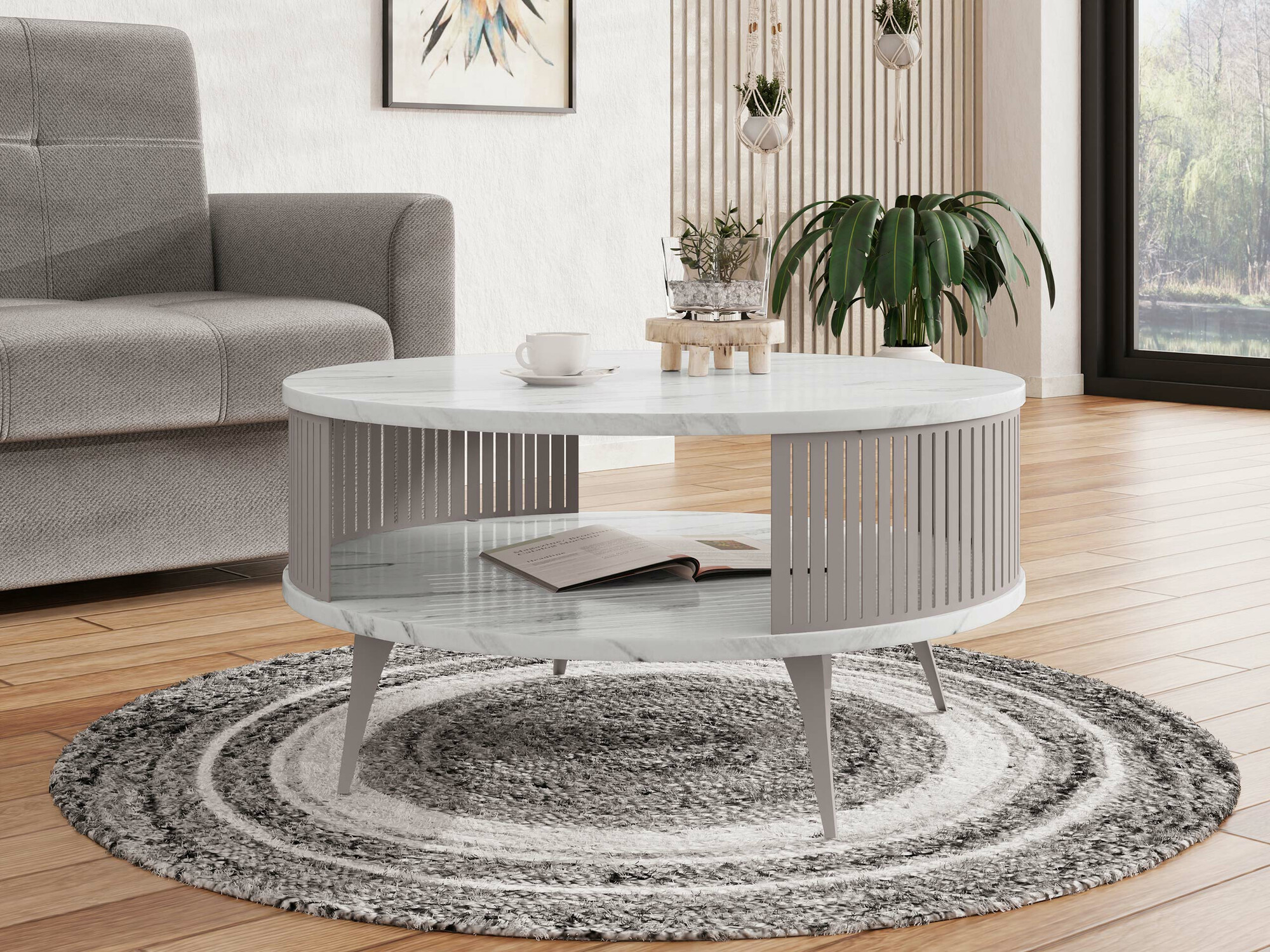 Klubska mizica Vitum VI (Kašmir + Beli marmor)