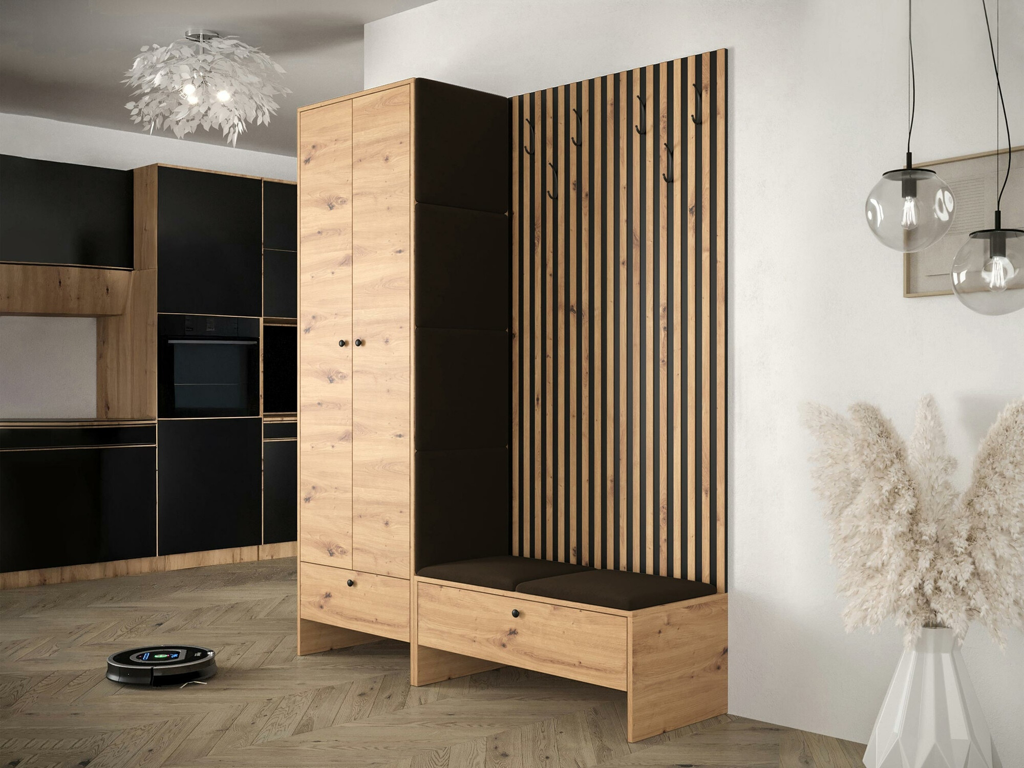 Komplet za predsobo Donio III (Artisan hrast + Manila 04)
