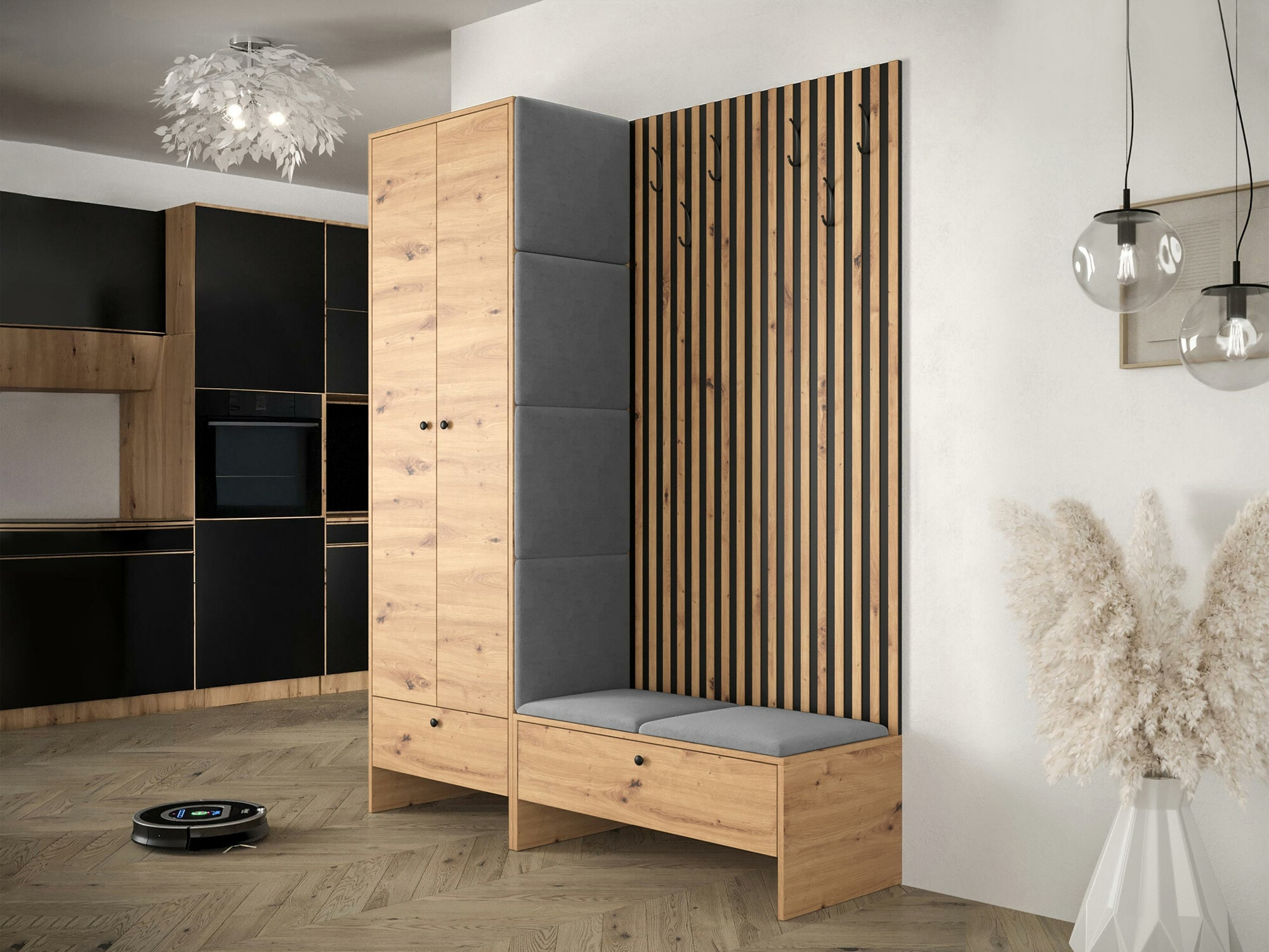 Komplet za predsobo Donio III (Artisan hrast + Manila 16)