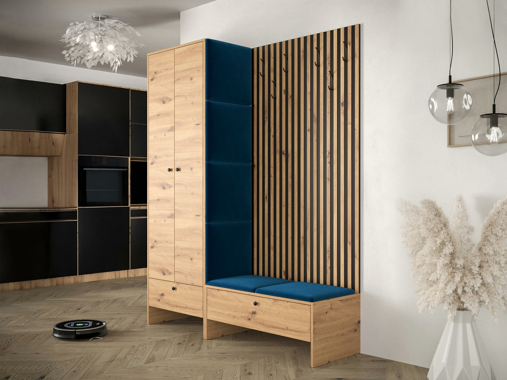 Komplet za predsobo Donio III (Artisan hrast + Manila 26)