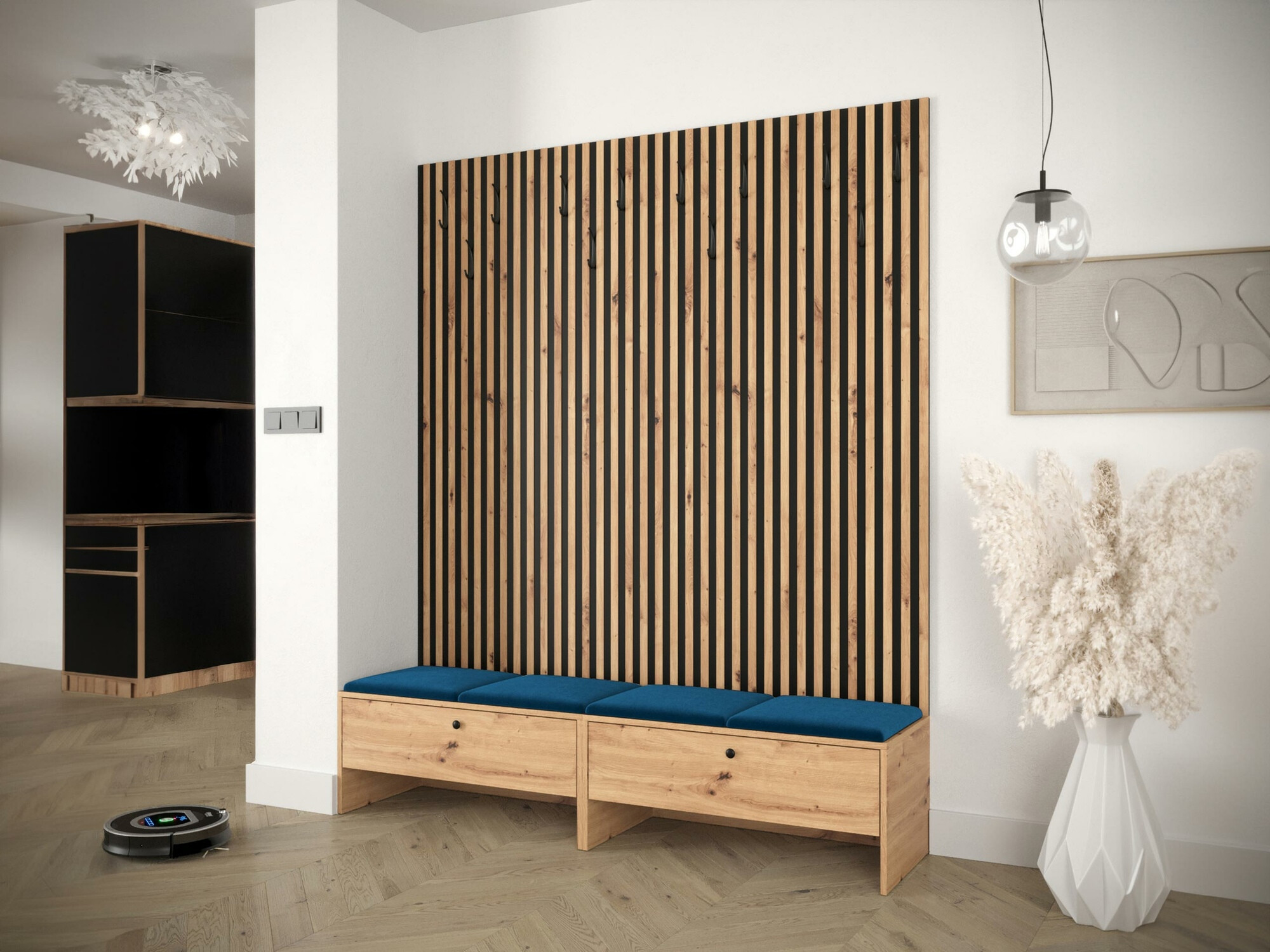 Komplet za predsobo Donio V (Artisan hrast + Manila 26)