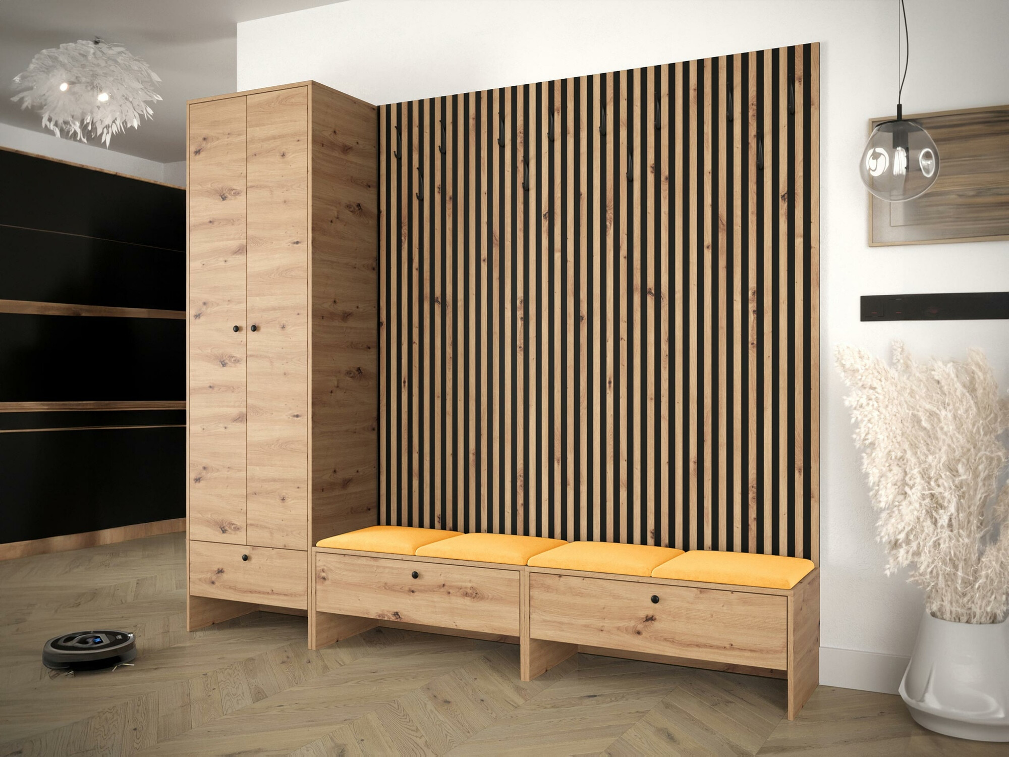 Komplet za predsobo Donio VI (Artisan hrast + Manila 32)