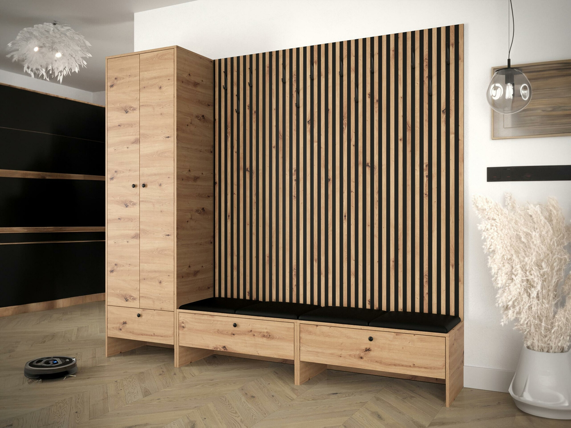 Komplet za predsobo Donio VI (Artisan hrast + Soft 011)
