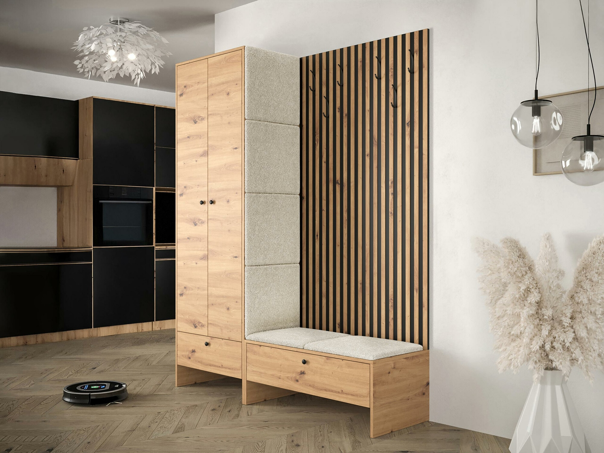 Komplet za predsobo Hartford 320 (Artisan hrast + Abriamo 3)