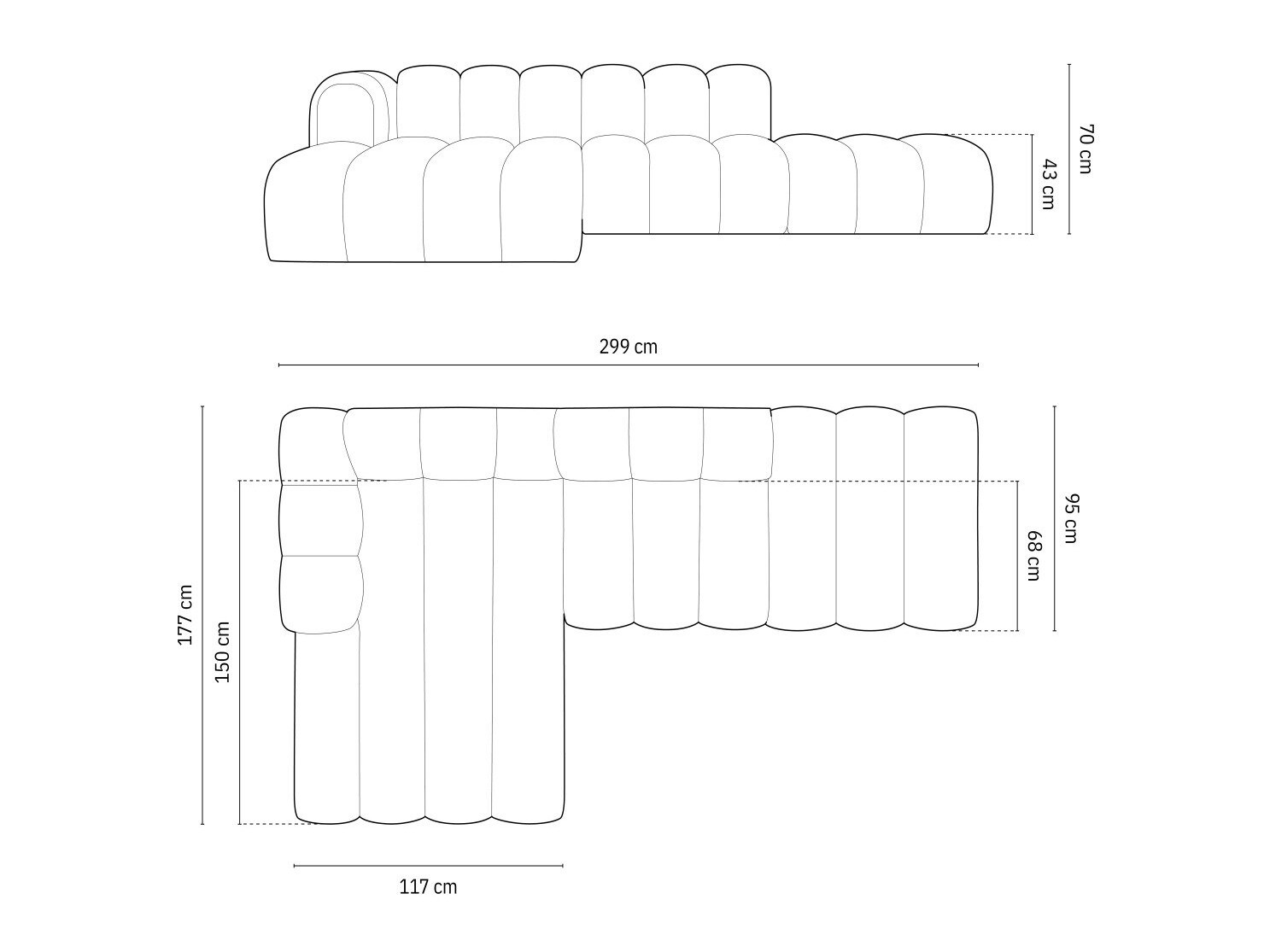 Modularna kotna sedežna garnitura Cirleve 105 (Haga 78)