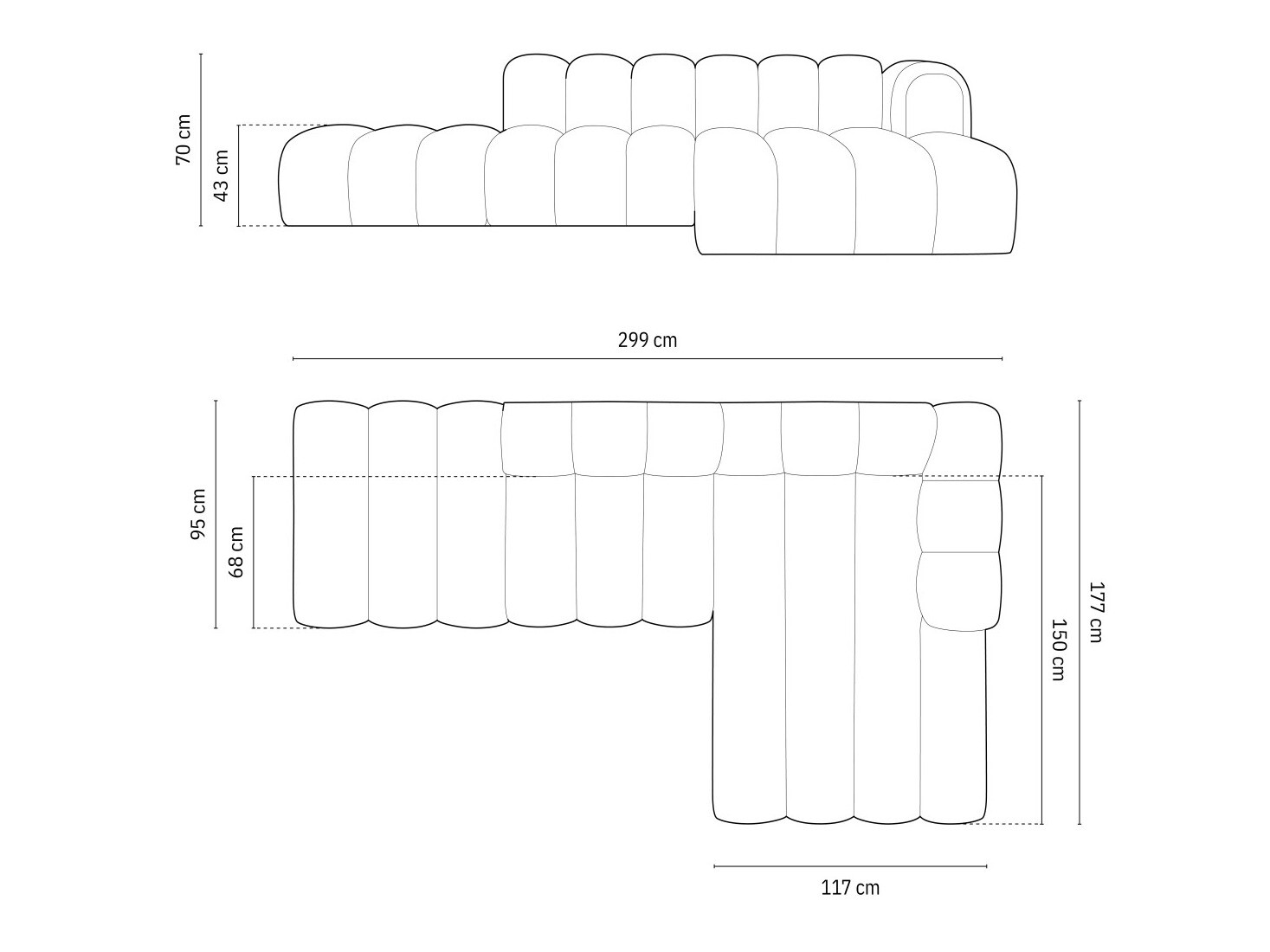 Modularna kotna sedežna garnitura Cirleve 105 (Salvador 17)