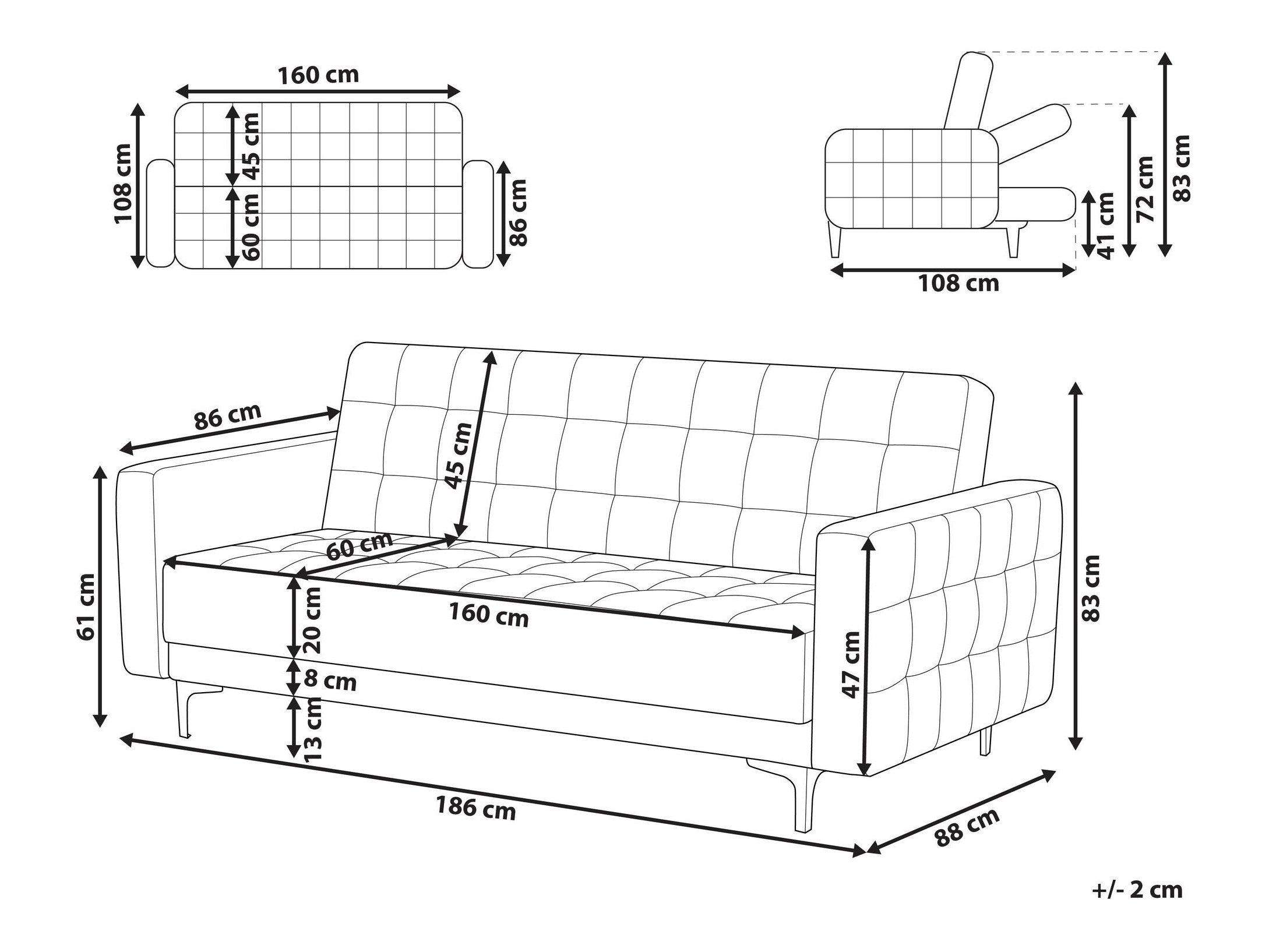Raztegljiv kavč Felvena 123 (Siva)