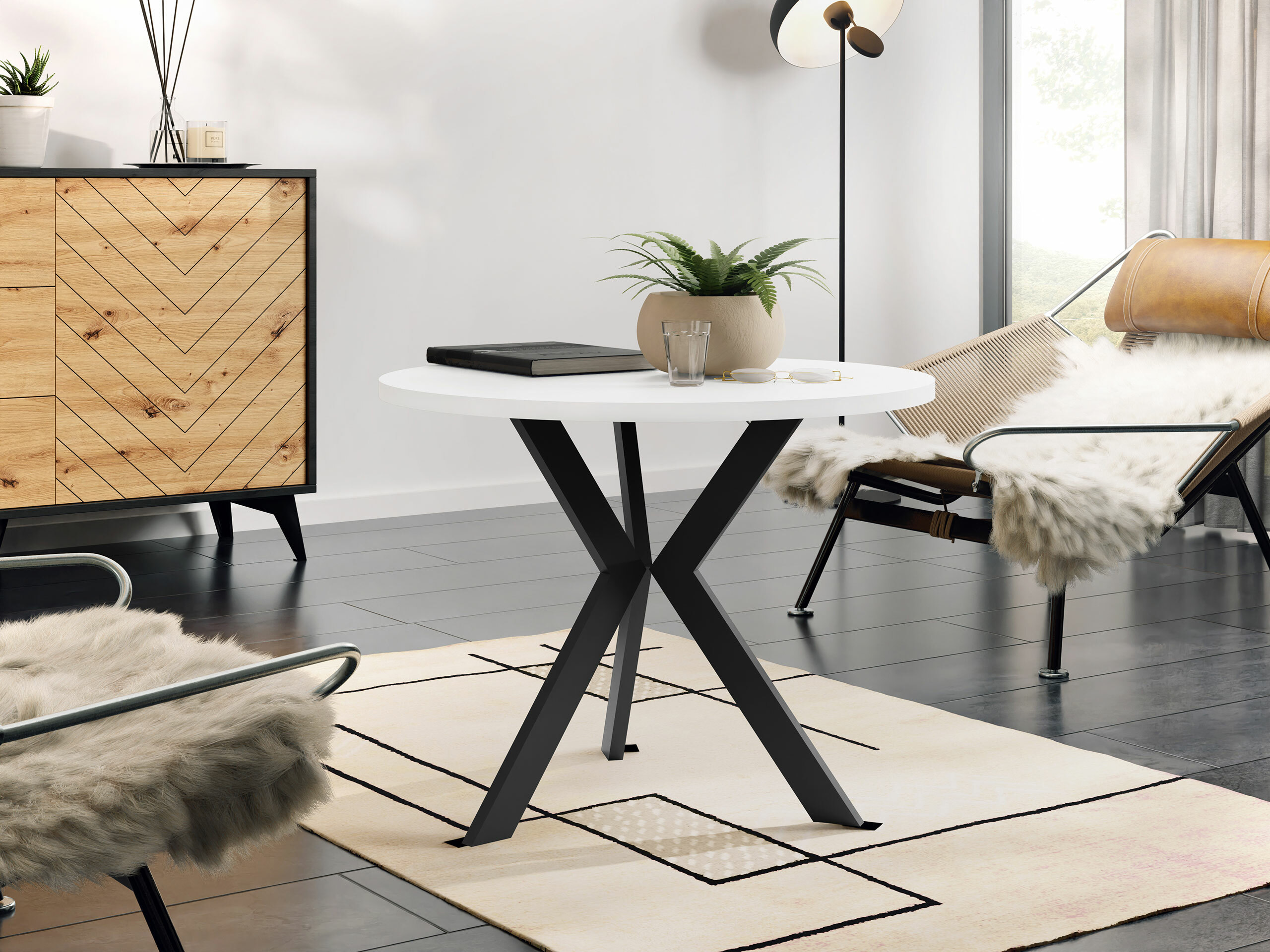 Klubska mizica Dearborn 106 (Bela + Črna)