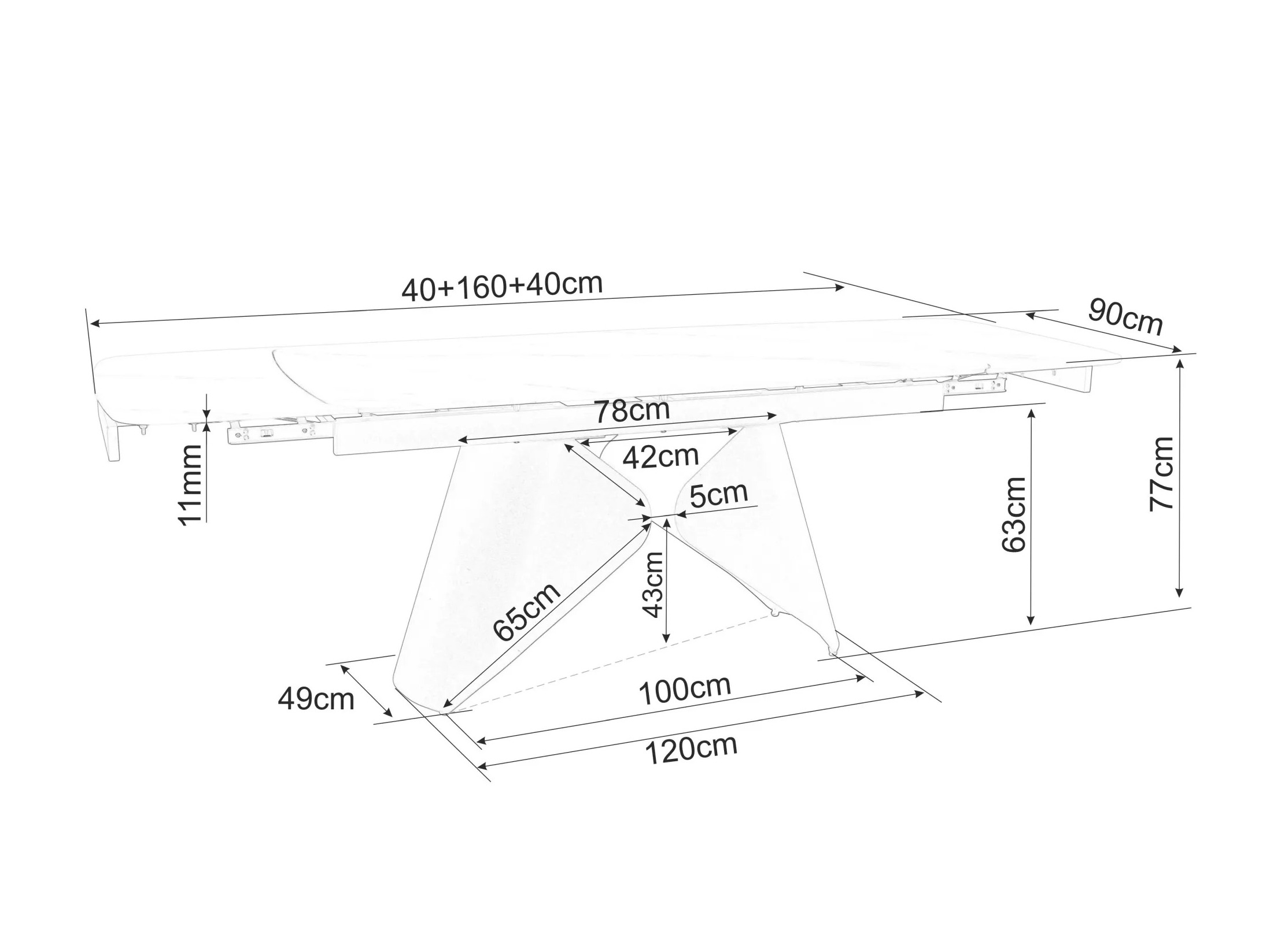 Miza Detroit 757 (Beli marmor + Črna)